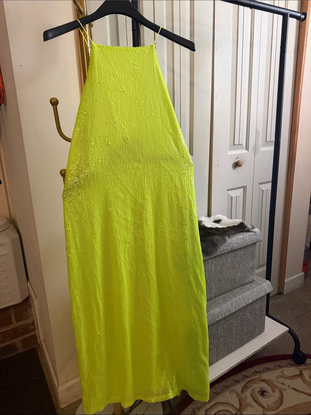 Zara Neon Lime Sequin Slip